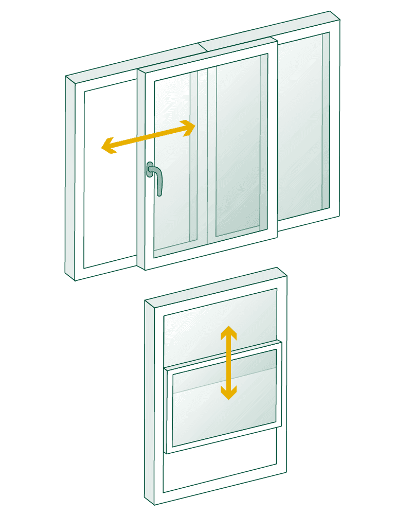 Fenster  mit einer Schiebeöffnung sind moderne Fenstermodelle