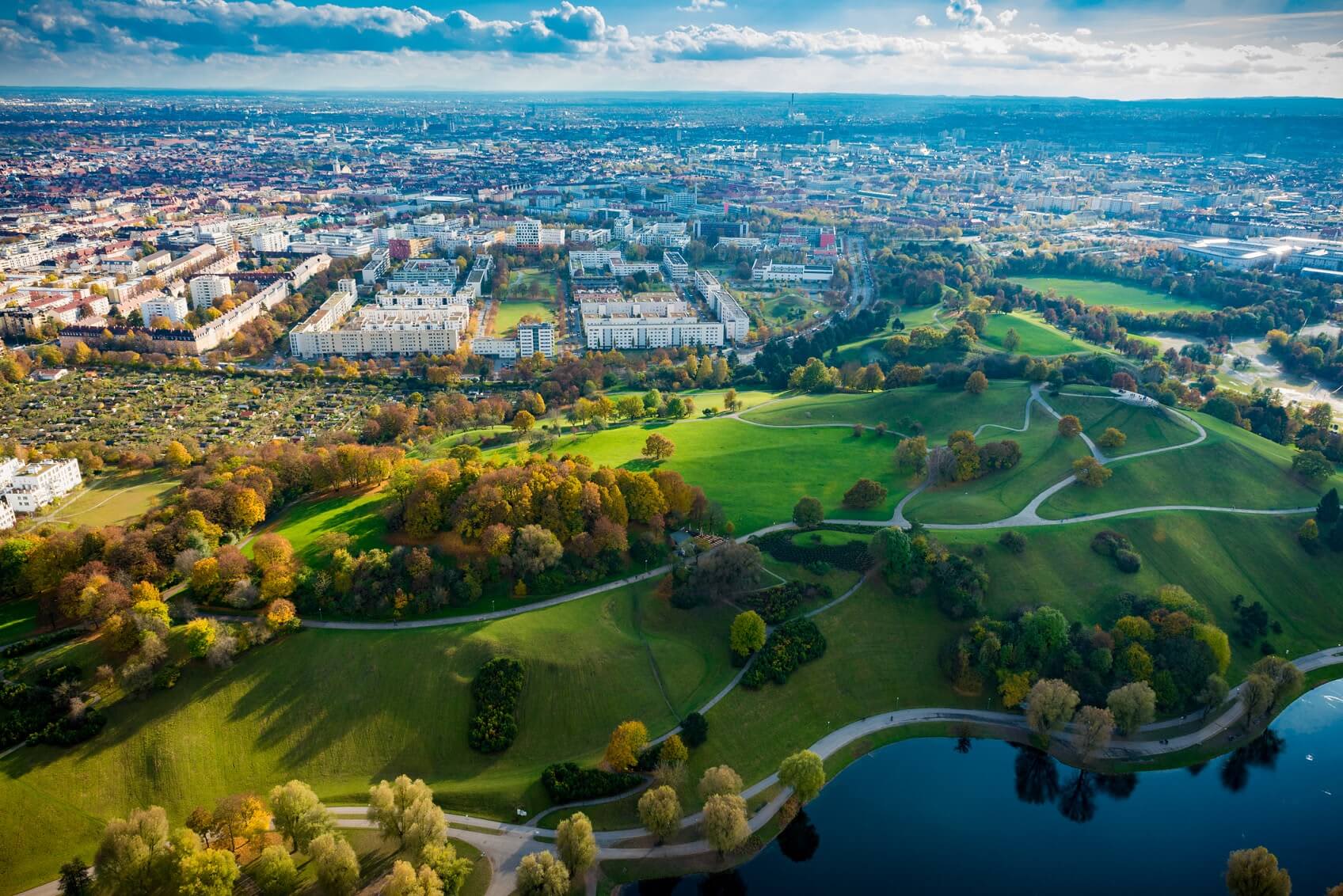 Luftansicht des Stadtrands von München