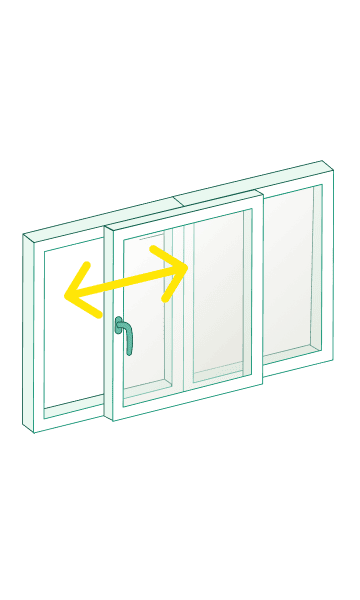 Grafik Schiebefenster Öffnungsmechanismus