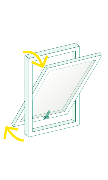 Grafik Schwingfenster Öffnungsmechanismus