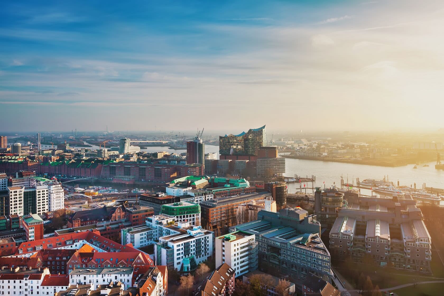 Luftansicht auf Hamburg