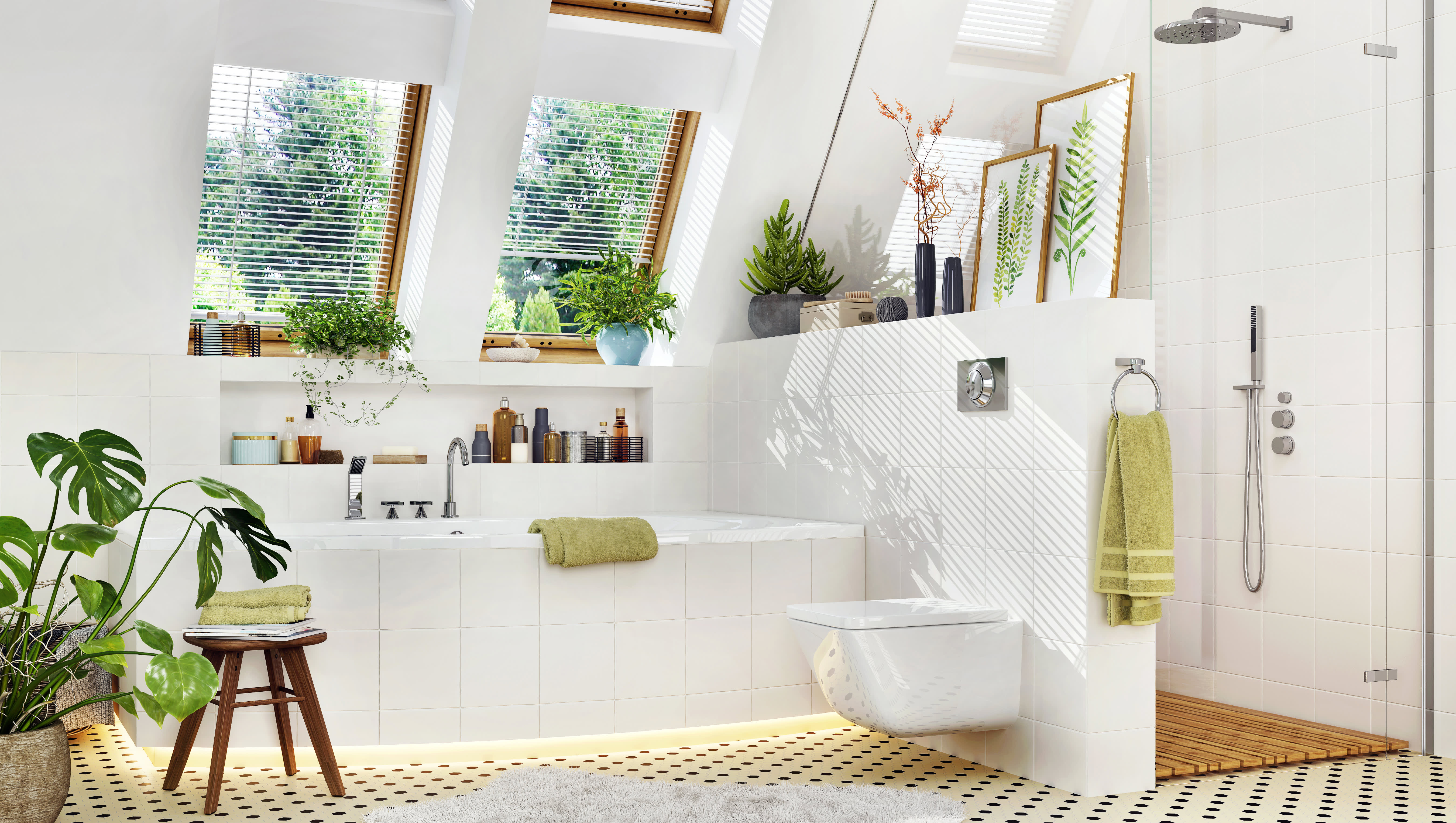 Badezimmwer mit Wanne und Dusche