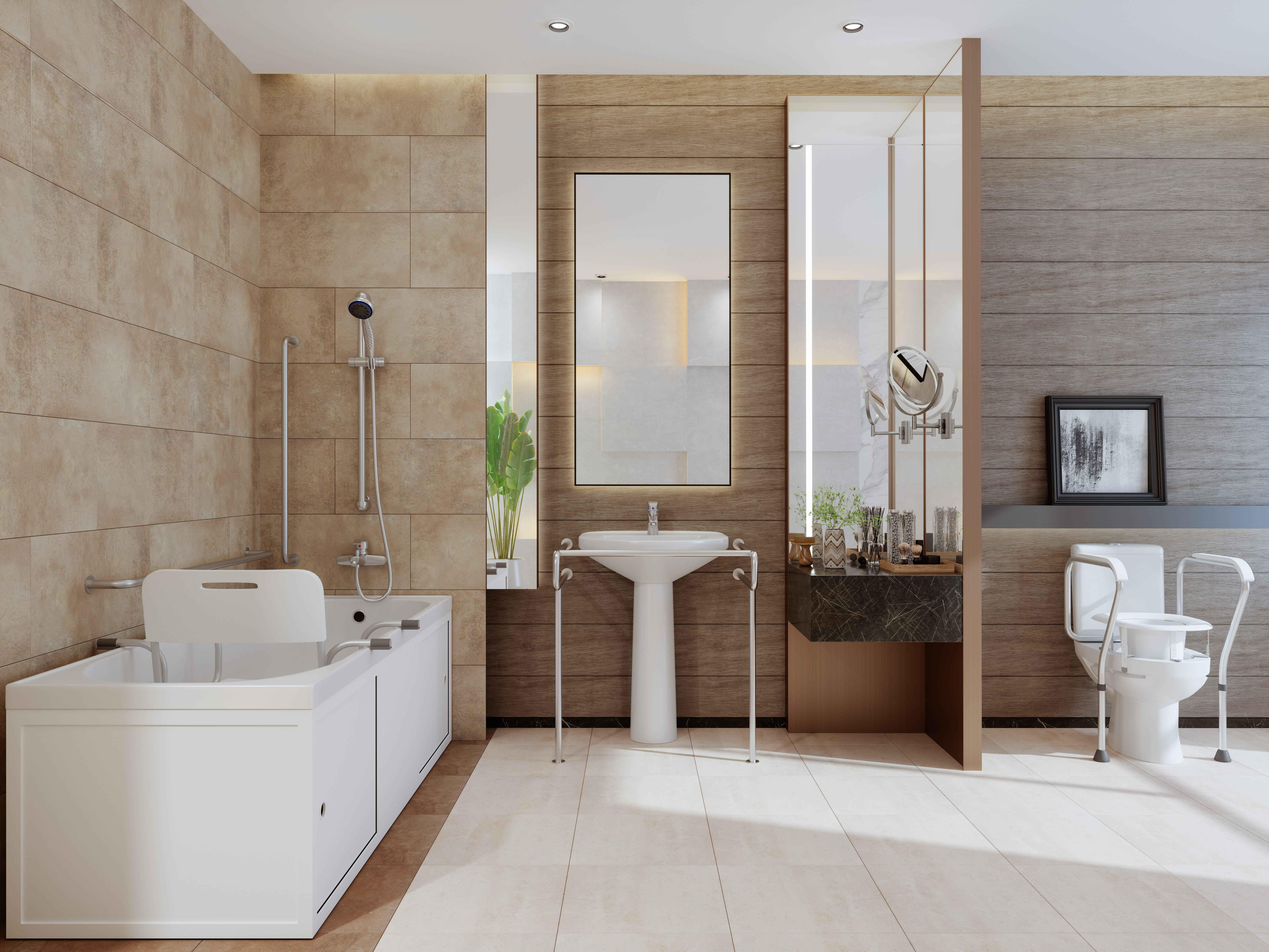 Barrierefreies Badezimmer mit moderner Einrichtung.