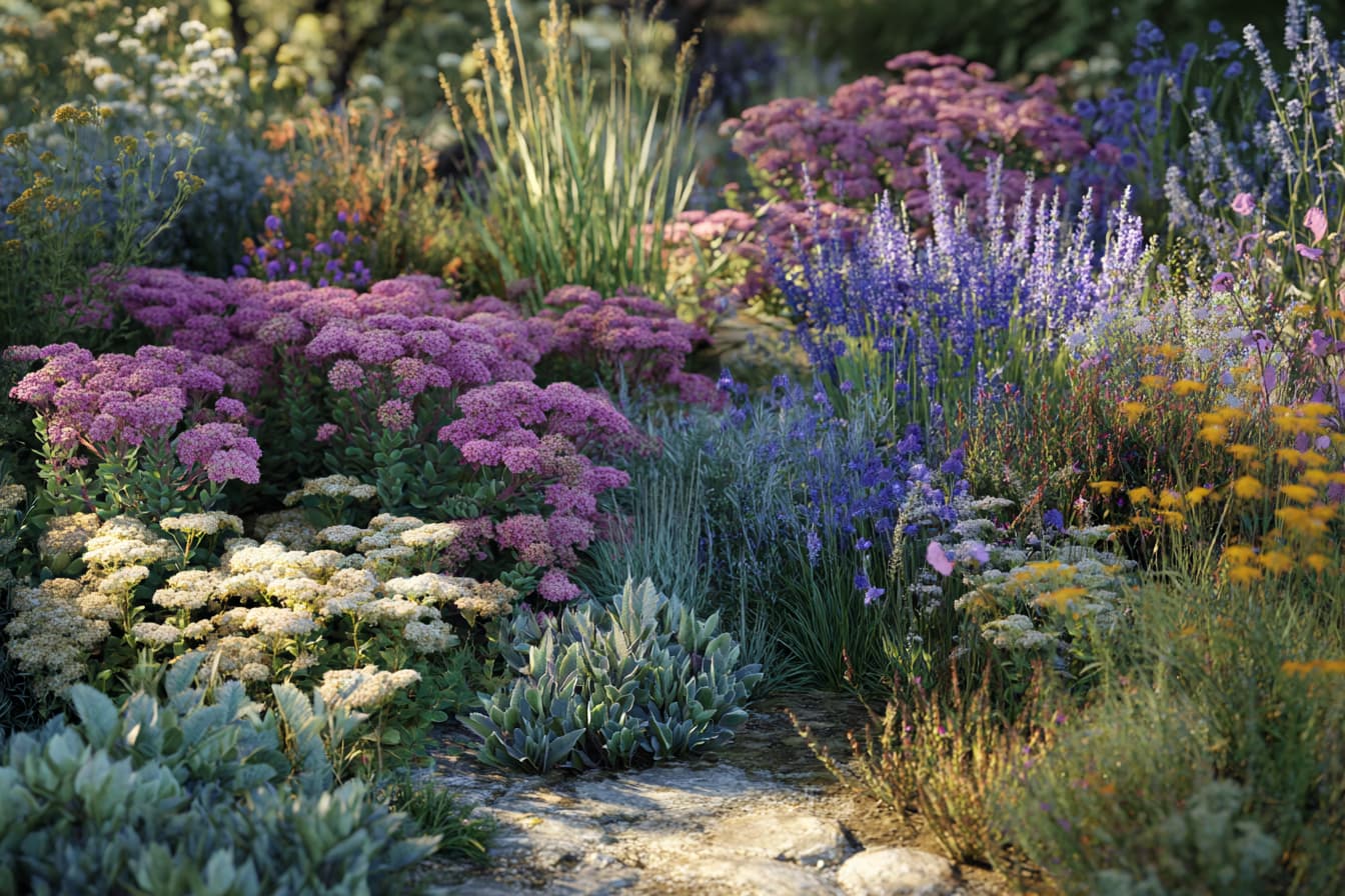 Beet mit trockenresistenten Pflanzen