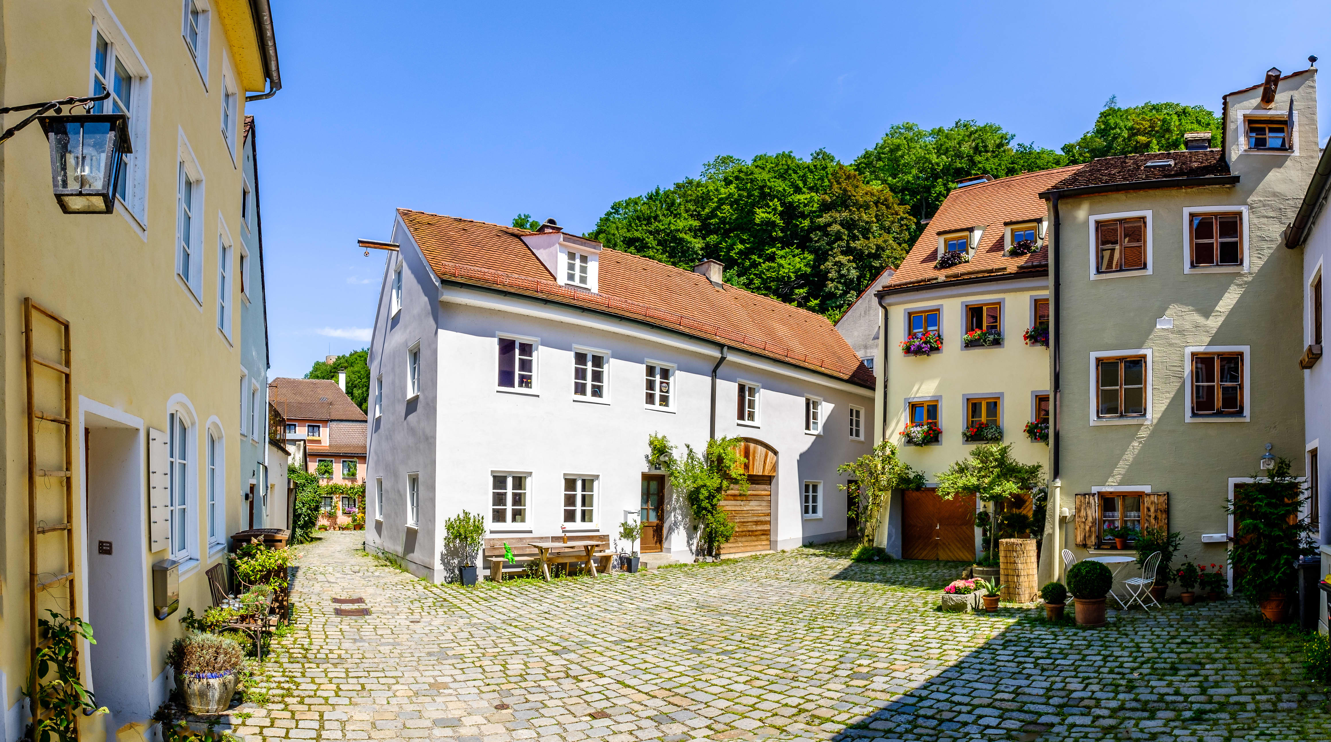 Ältere Wohnhäuser in der Altstadt von Landsberg am Lech
