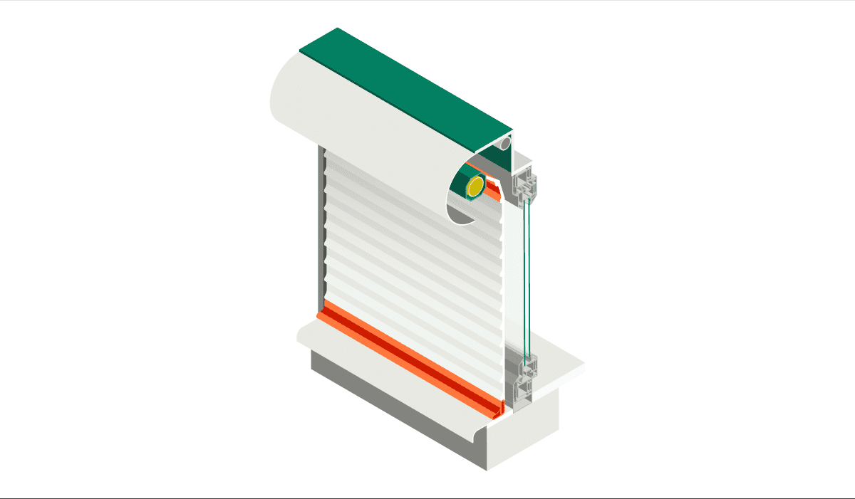 Grafik eines Aufsatzrollladen fürs Fenster
