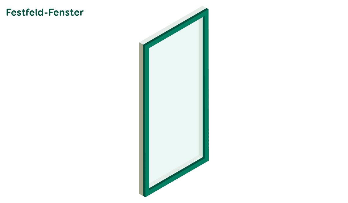 Grafik eines Bodentiefen Fensters mir Festverglasung.