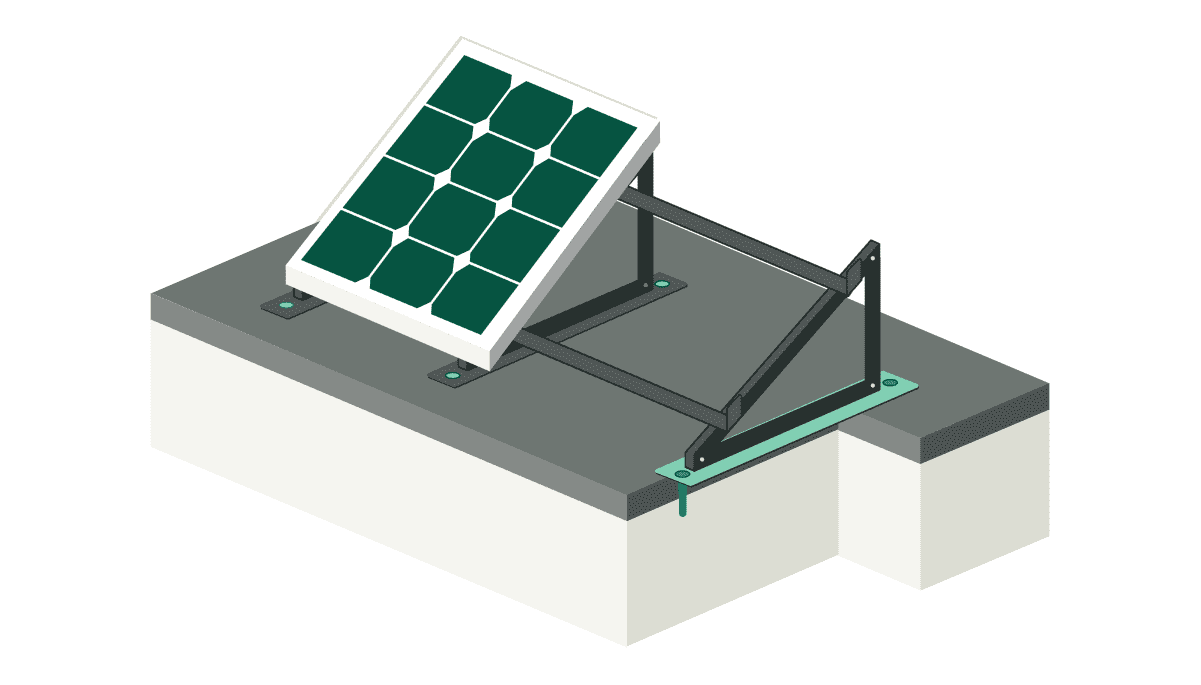 Grafische Darstellung einer Solaranlage auf dem Flachdach