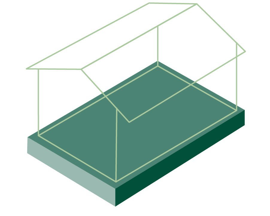 Grafik einer Bodenplatte für eine Garage als Fundament