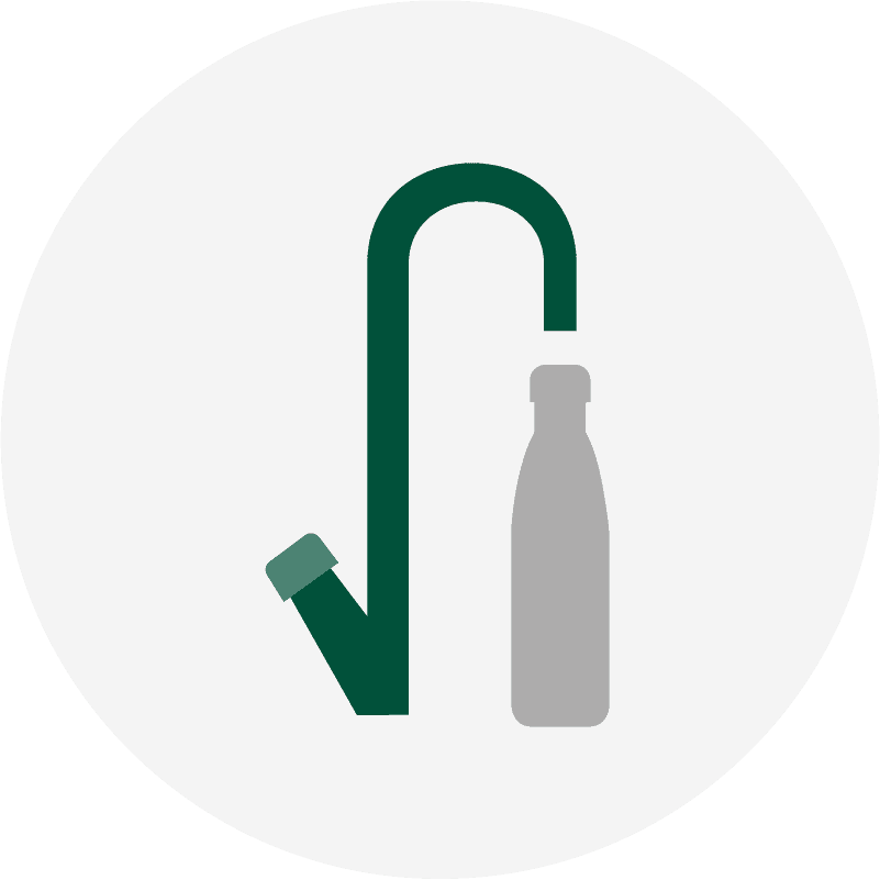 Grafik Wasserhahn mit Flasche drunter